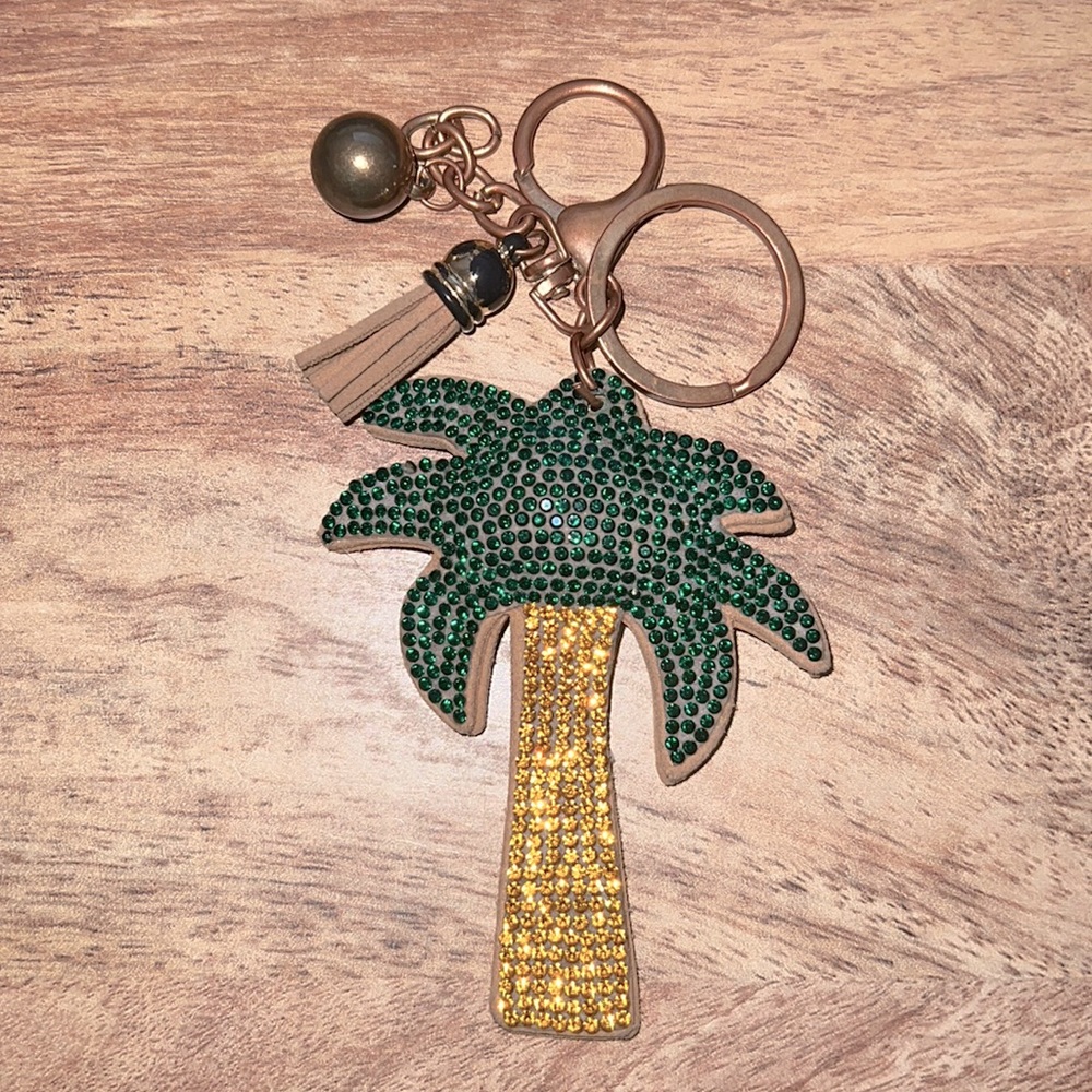 Bedazzled Palm Tree Keychain